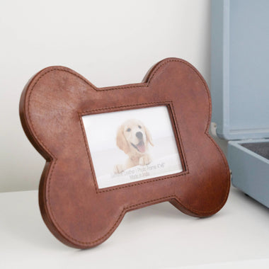Pet Leather Bone Shaped Picture Frame, 4x6
