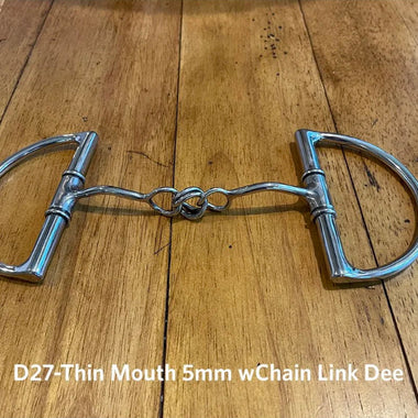 Thin Mouth 5mm with Center Chain Curb Snaffle Dee