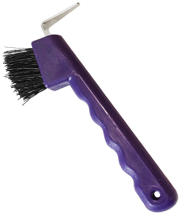 Hoof Pick with Brush Grooved Handle