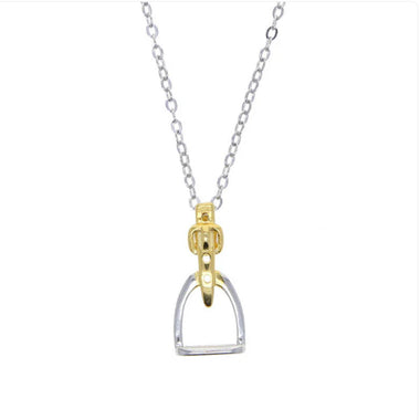 Two-Tone Rhodium Stirrup Necklace
