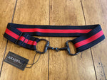 Black Bit Buckle Stripe Stretch Belt