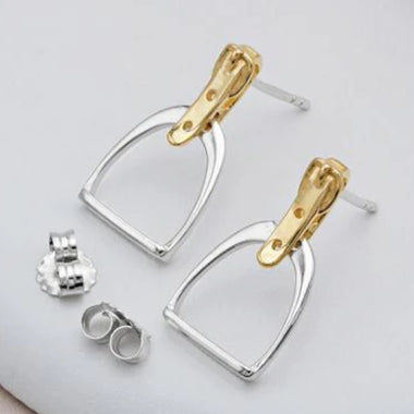 Two-Tone English Stirrup Earrings