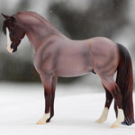 Breyer Brookside Pink Magnum on Winter Blurred Background Side