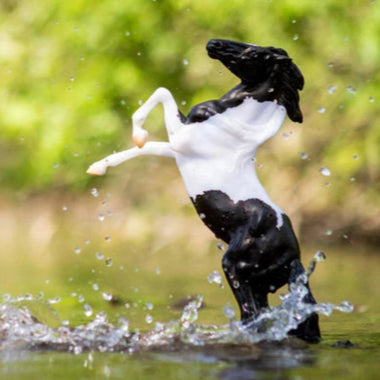 Breyer Freedom Series Pinto Rearing Mustang on Blurred river background