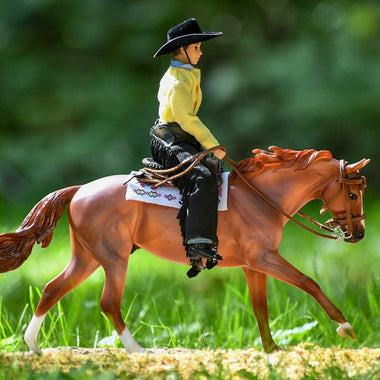 Breyer Traditional Cowboy Austin riding model horse with Cimarron Saddle and western show bridle