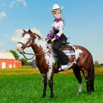 Breyer Traditional Cowgirl Taylor riding model horse with Cimarron Saddle and western show bridle