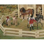 Breyer Traditional Wood Corral Around Wood Barn with Cuppola