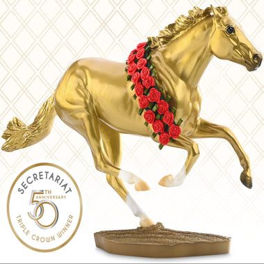 Breyer Traditional secretariat-50th-anniversary-of-triple-crown-winner with patterned background