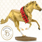 Breyer Traditional secretariat-50th-anniversary-of-triple-crown-winner with patterned background