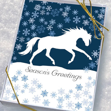 Cantering Horse Blue & Snow Cards