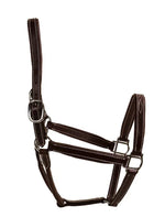 Dark Brown Leather Halter Wide Padded With Chrome Hardware