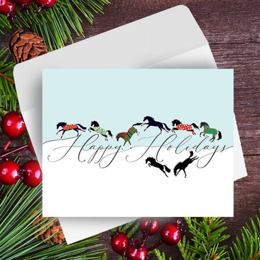 Cantering and Jumping Christmas Horses Cards