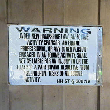 New Hampshire Equine Liability Sign