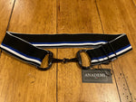 Black Bit Buckle Stripe Stretch Belt