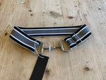 Silver Bit Buckle Striped Stretch Belt