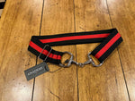 Silver Bit Buckle Striped Stretch Belt