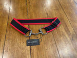 Silver Bit Buckle Striped Stretch Belt
