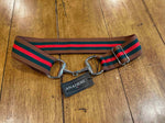 Silver Bit Buckle Striped Stretch Belt