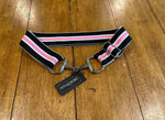 Silver Bit Buckle Striped Stretch Belt
