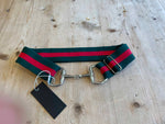Silver Bit Buckle Striped Stretch Belt