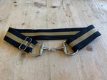Silver Bit Buckle Striped Stretch Belt