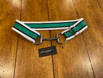 Silver Bit Buckle Striped Stretch Belt