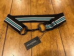 Black Bit Buckle Stripe Stretch Belt