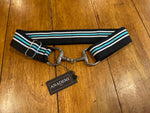 Silver Bit Buckle Striped Stretch Belt