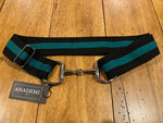 Silver Bit Buckle Striped Stretch Belt