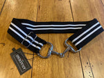 Silver Bit Buckle Striped Stretch Belt