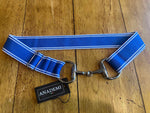 Silver Bit Buckle Striped Stretch Belt