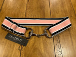 Silver Bit Buckle Striped Stretch Belt