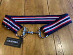 Silver Bit Buckle Striped Stretch Belt