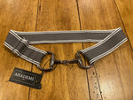 Silver Bit Buckle Striped Stretch Belt