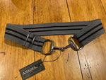 Silver Bit Buckle Striped Stretch Belt
