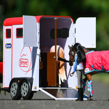 Breyer Two Horse Trailer with colored blurred background