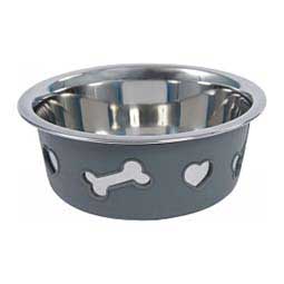 Non-Slip Stainless Steel Silicone Bone Dog Bowl