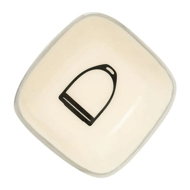 Small Square White Bowl with Stirrup Design
