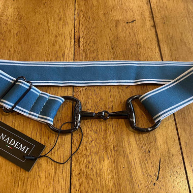 Black Bit Buckle Stripe Stretch Belt