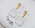 Two-Tone English Stirrup Earrings