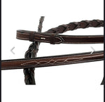 Round Raised Fancy Stitched Lace Reins with Hook Studs