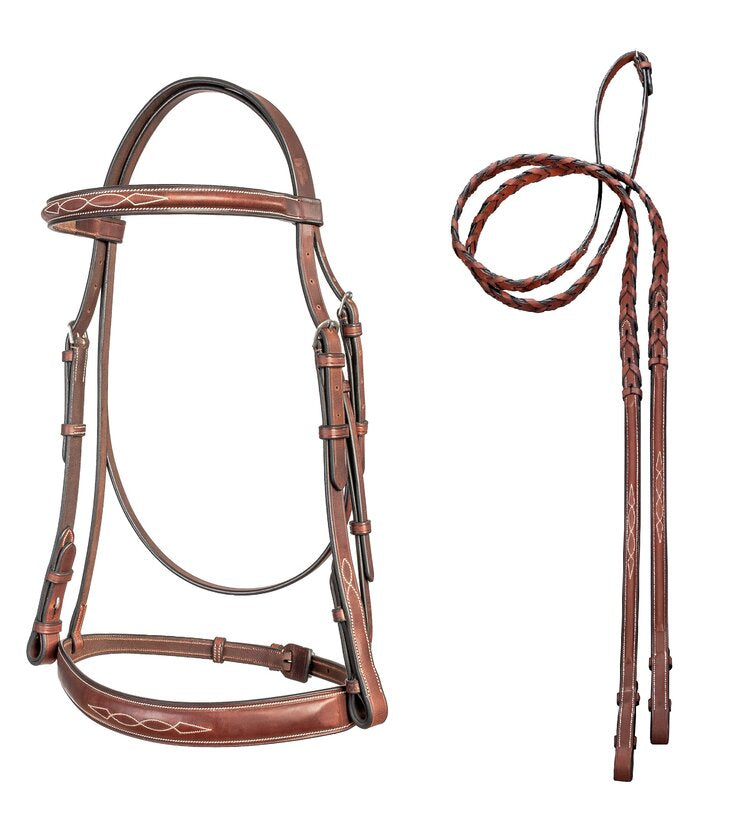 Tribute Bridle with Raised Fancy Laced Reins
