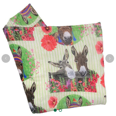 Plush Throw Blanket - Donkey Garden