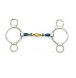 Blue Steel 2-Ring Gag Bit w/ Loose Brass Roller Disks