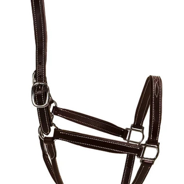 Dark Brown Leather Halter Wide Padded With Chrome Hardware