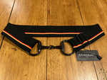 Black Bit Buckle Stripe Stretch Belt