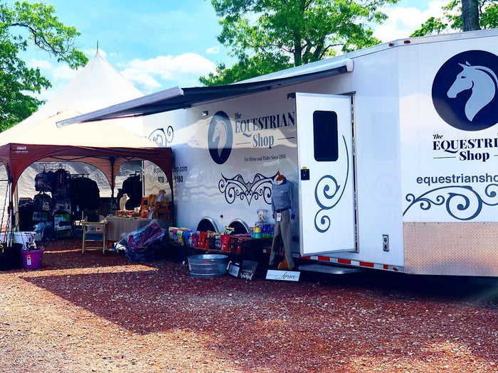 Mobile Trailer Set up at a horse show on mulch 