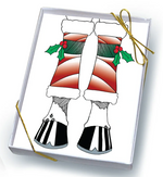 Red wrapped legs with holly holiday cards