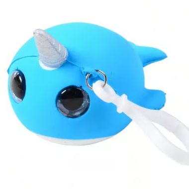 Squishy Narwhal with Glitter Eyes