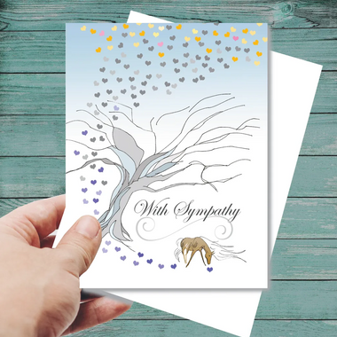 "With Sympathy" Hearts and Horse Card
